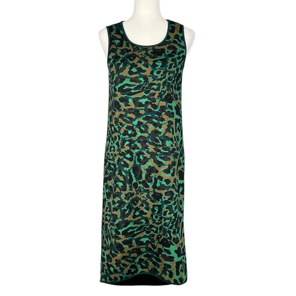 Chicos Womens Green Leopard Animal Print High Low Hem Dress size 0 2 - Picture 4 of 15